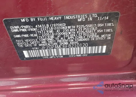 2015 Subaru Xv Crosstrek 2.0I Limited from USA, damaged, VIN JF2GPAMC6F8210120